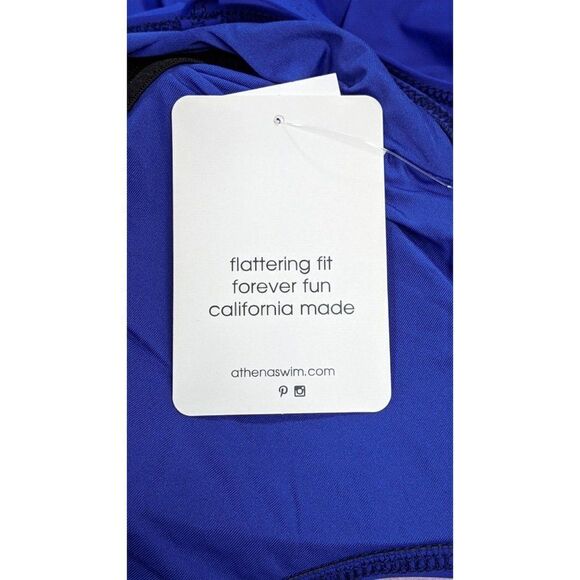 Athena Womens Size 8 Blue Adjustable Strap Ruffle Waist Swimsuit Tankini Top - Picture 7 of 9